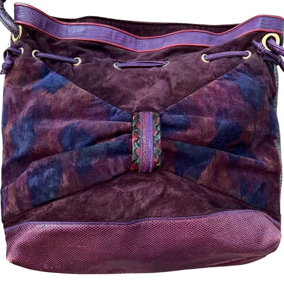 Sharif Purple Vintage Leather Hobo Shoulder Bag Large - Picture 2 of 11